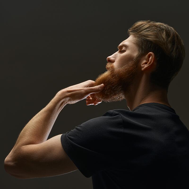 Hansome bearded man thinking.