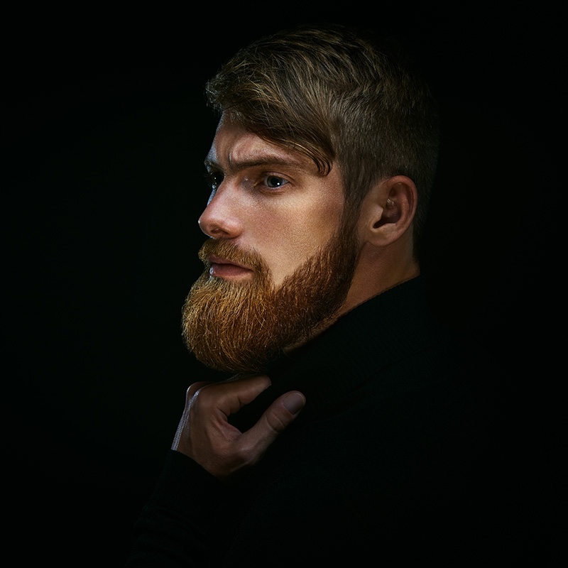 Hansome bearded man thinking.