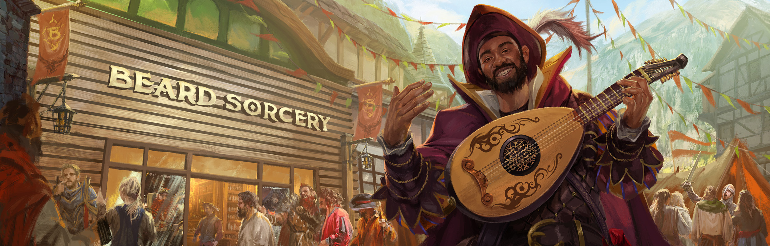 Inspiring Bard performing in a bustling tavern