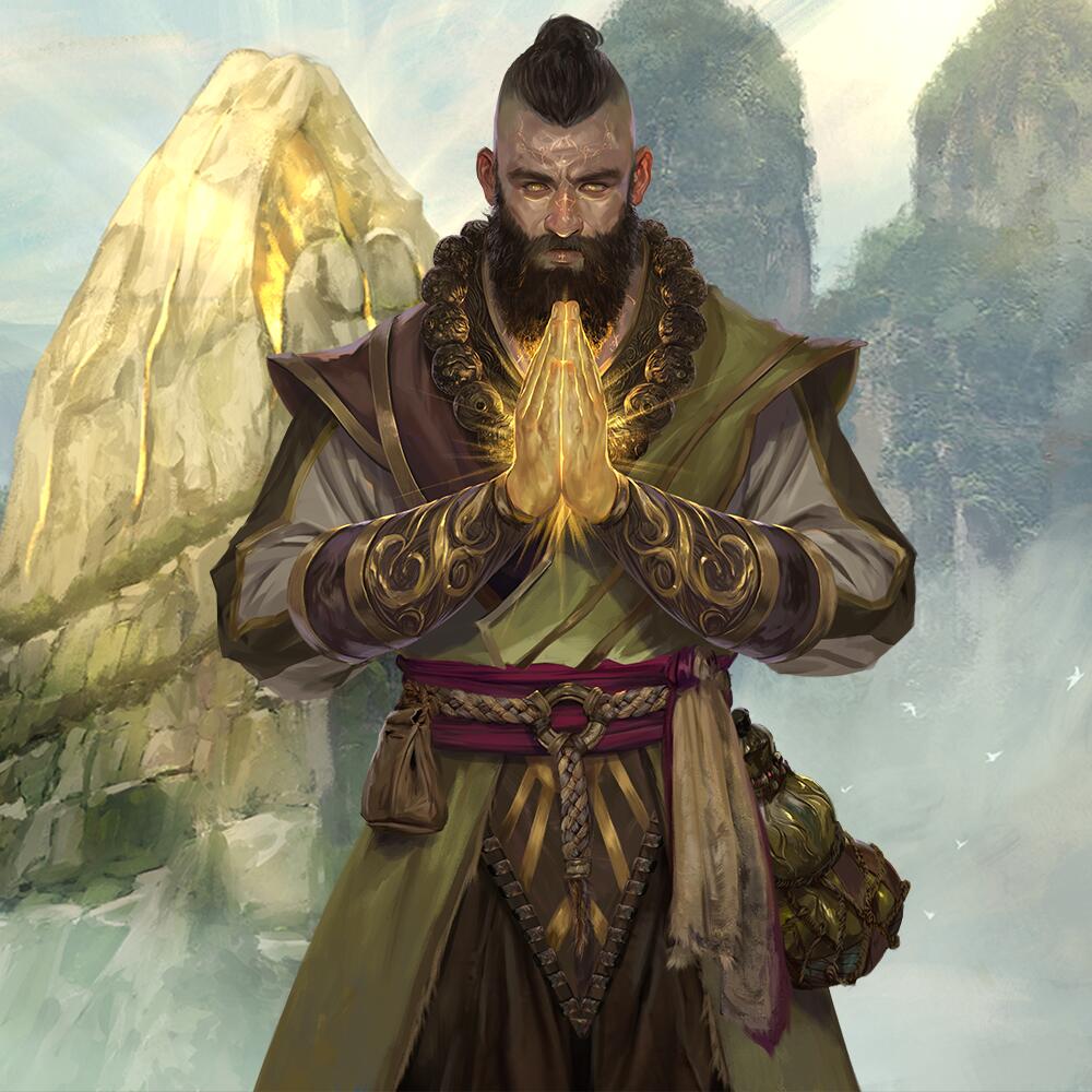Healing Monk with Glowing Hands