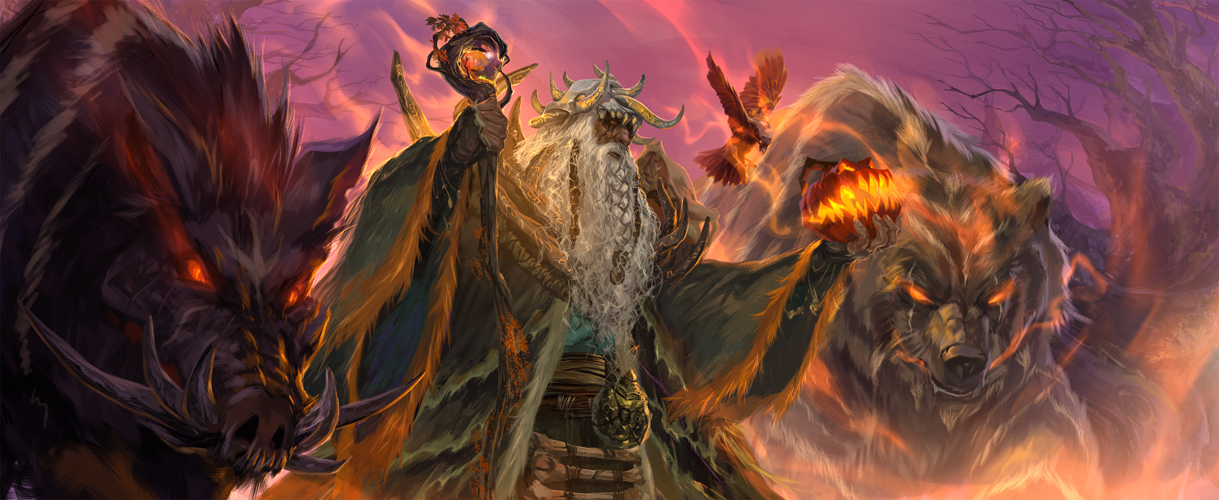 Blood Druid with Wild Boar and Bear