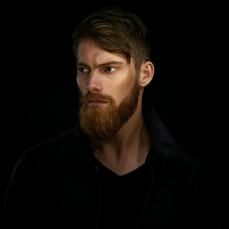 Hansome bearded man thinking.