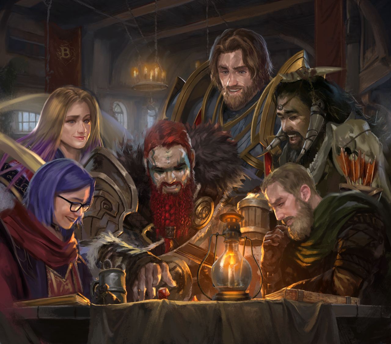 Dice on rpg table during gaming session